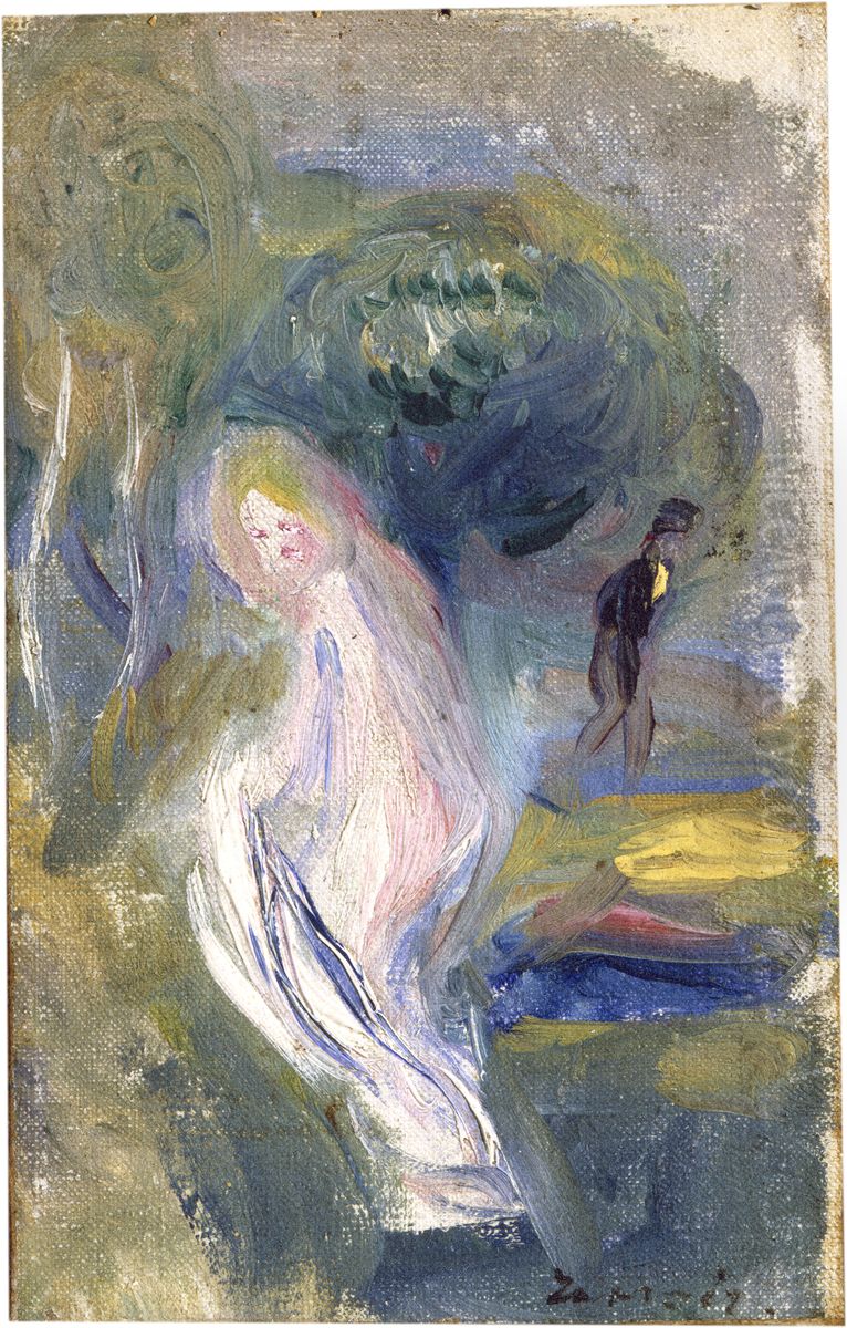 Nude with Figure in Background Oil Painting by Pierre Auguste Renoir