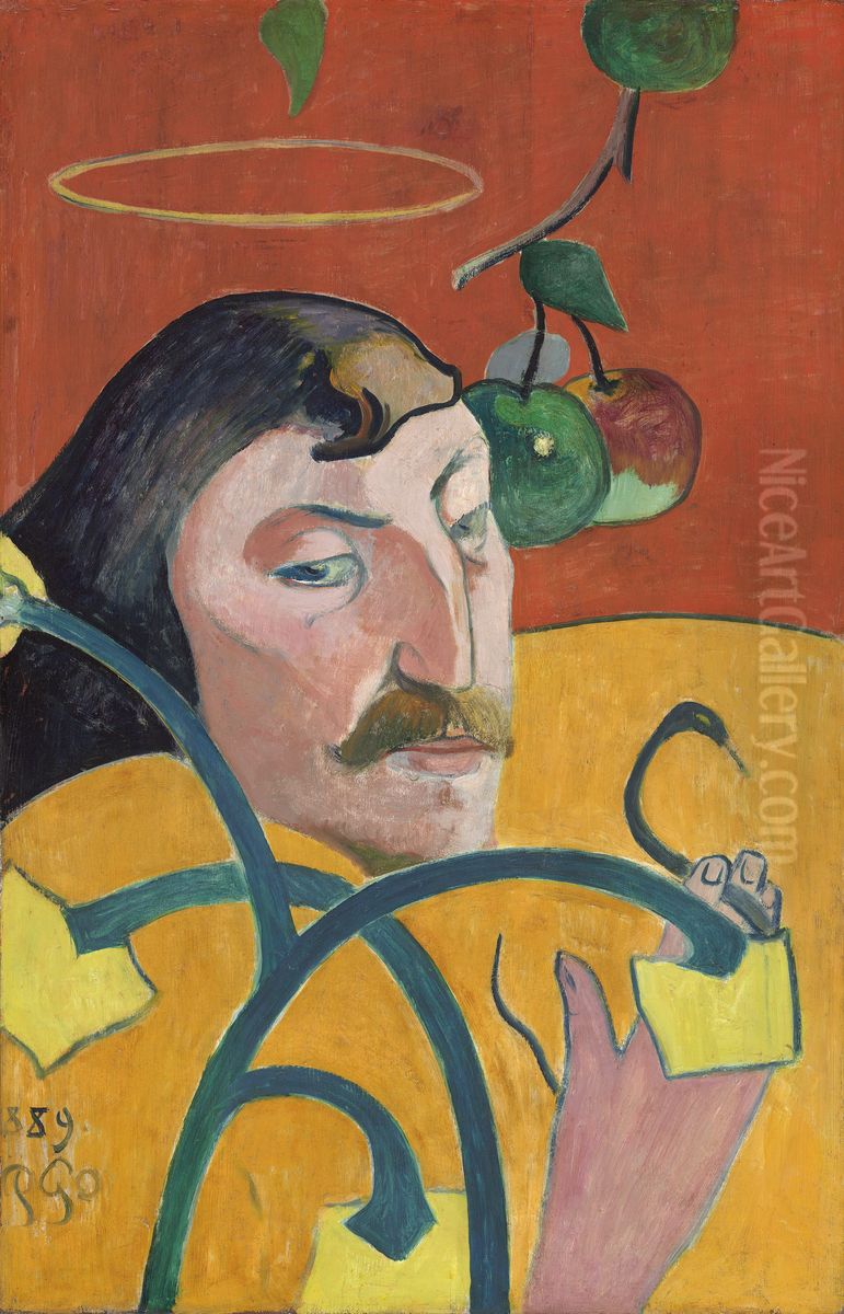 Autoportrait-charge, ou Autoportrait au nimbe Oil Painting by Paul Gauguin