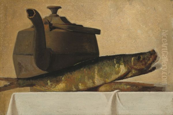 An English Breakfast Oil Painting by John F. Peto