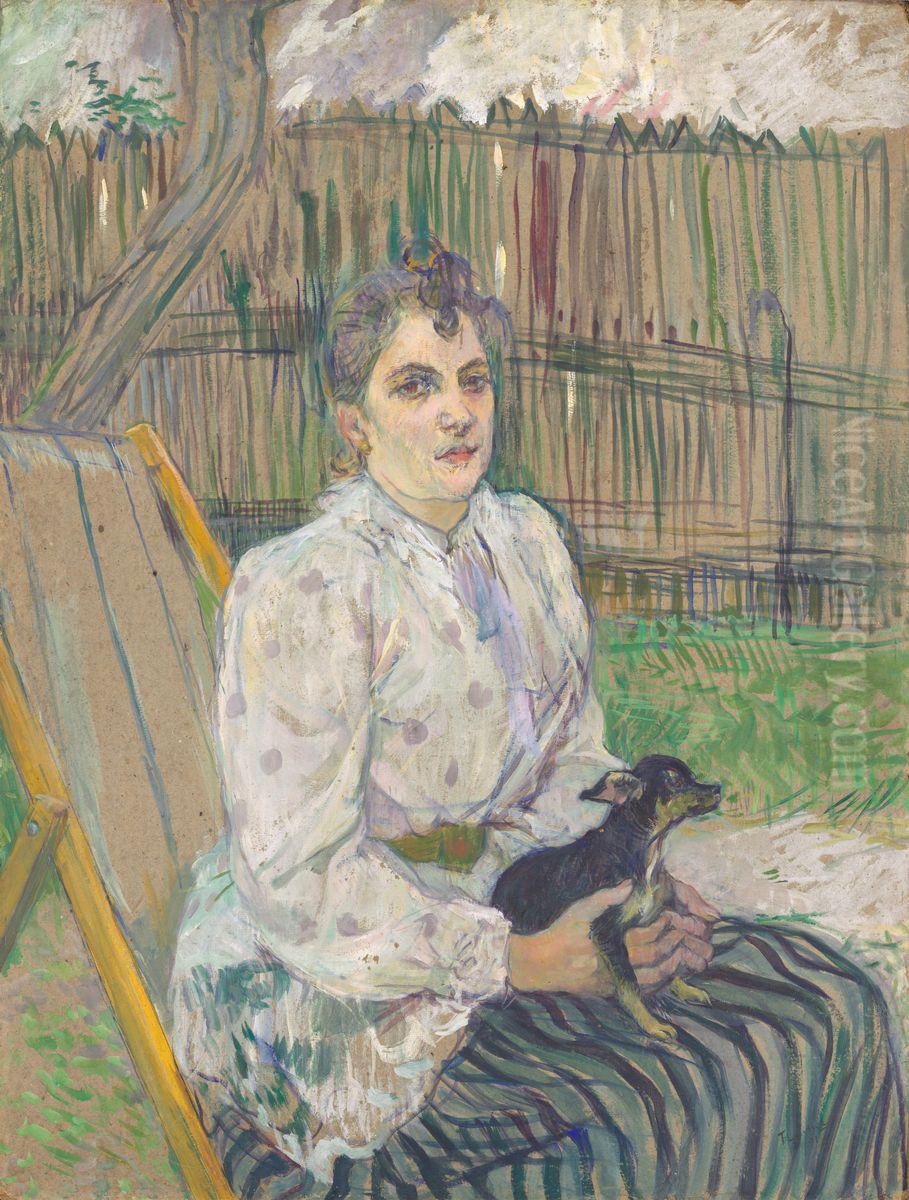 Lady with a Dog Oil Painting by Henri De Toulouse-Lautrec