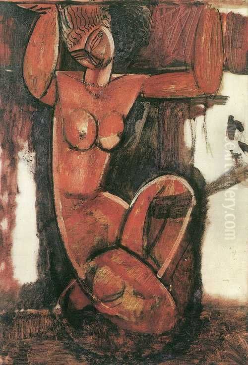 Caryatid Oil Painting by Amedeo Modigliani