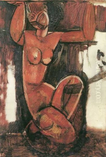 Caryatid Oil Painting by Amedeo Modigliani
