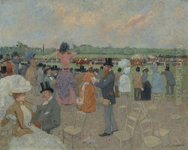 The Races at Longchamp Oil Painting by Jean-Louis Forain