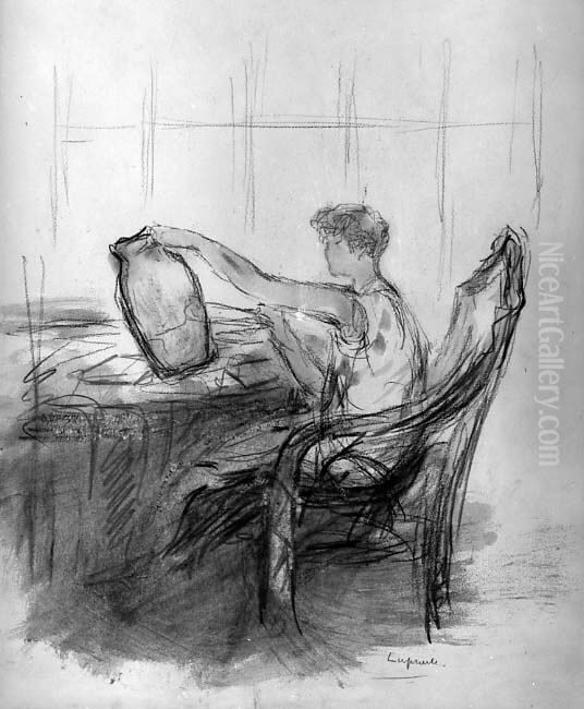 Woman Painting a Vase Oil Painting by Pierre Laprade Woman Painting a Vase Oil Painting by Pierre Laprade