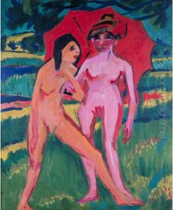 Two Girls under an Umbrella