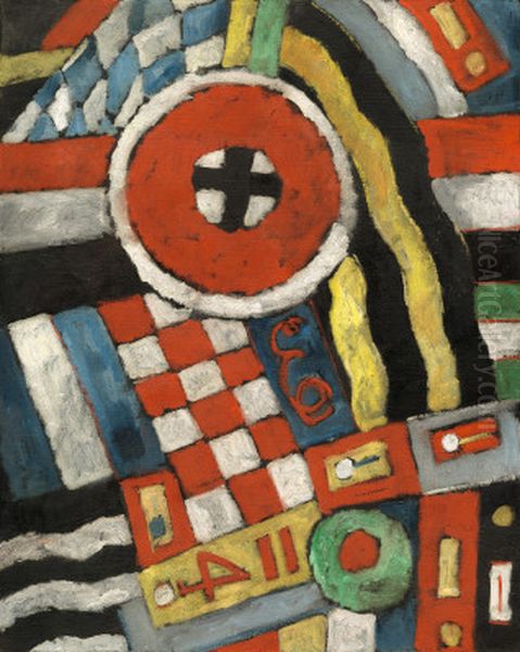 Berlin Abstraction Oil Painting by Marsden Hartley