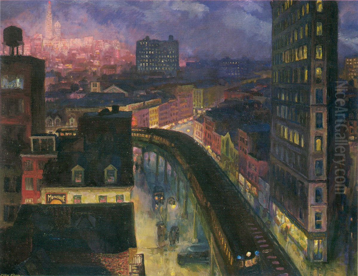 The City from Greenwich Village Oil Painting by John Sloan