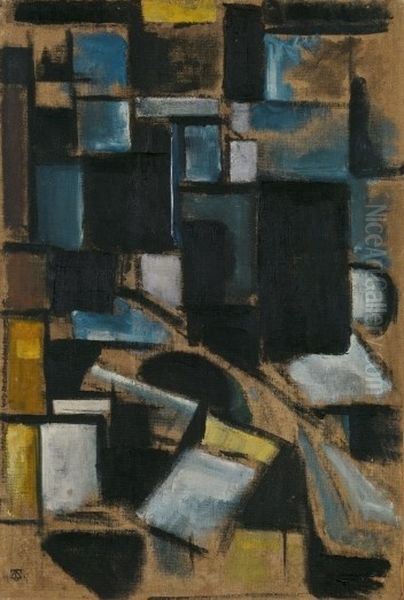 Study for Composition X Oil Painting by Theo van Doesburg