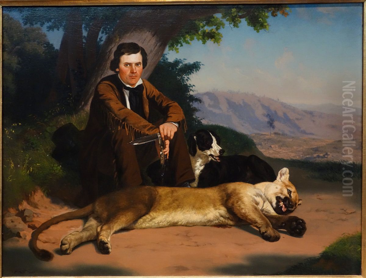 Peter Quivey and the Mountain Lion Oil Painting by Charles Christian Nahl