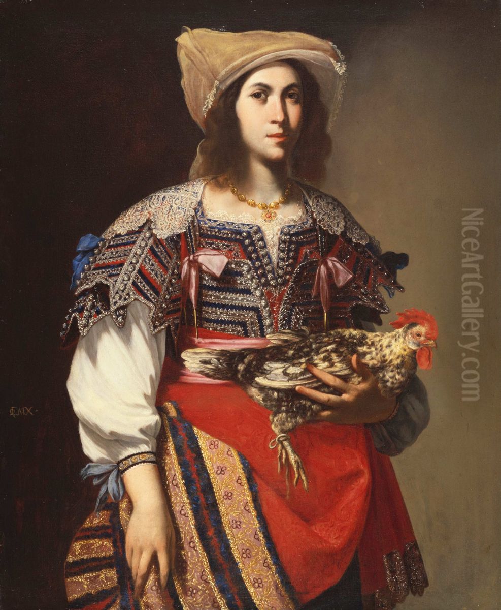 Woman in Neapolitan Costume Oil Painting by Massimo Stanzione Woman in Neapolitan Costume Oil Painting by Massimo Stanzione