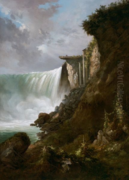 Horseshoe Falls from below the High Bank Oil Painting by Gustav Grunewald