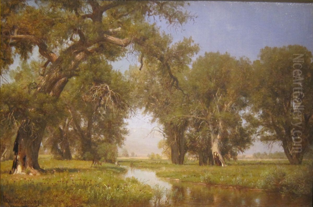 On the Cache la Poudre River, Colorado Oil Painting by Worthington Whittredge