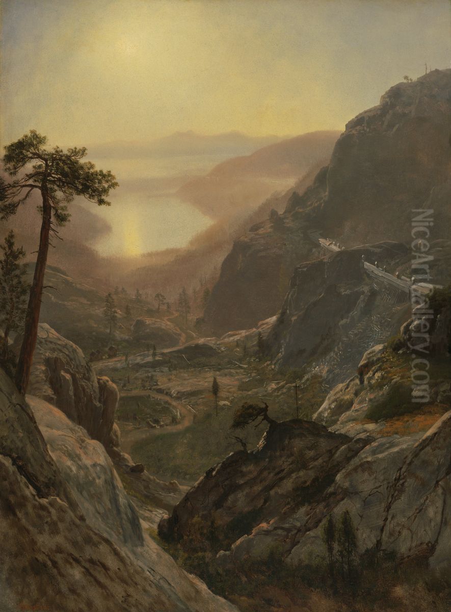 View of Donner Lake Oil Painting by Albert Bierstadt