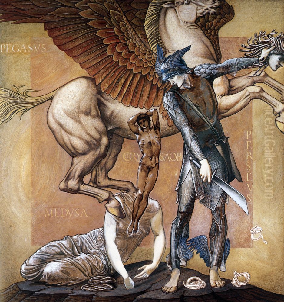 The Death of Medusa I Oil Painting by Edward Burne-Jones