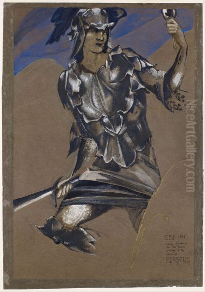 The Perseus Series - Study of Perseus in Armour for The Finding of Medusa Oil Painting by Edward Burne-Jones
