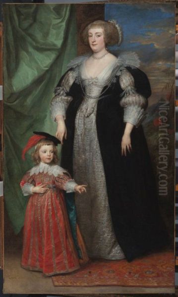 Marie Claire de Croy, Duchess d'Havre and Child Oil Painting by Anthony Van Dyck