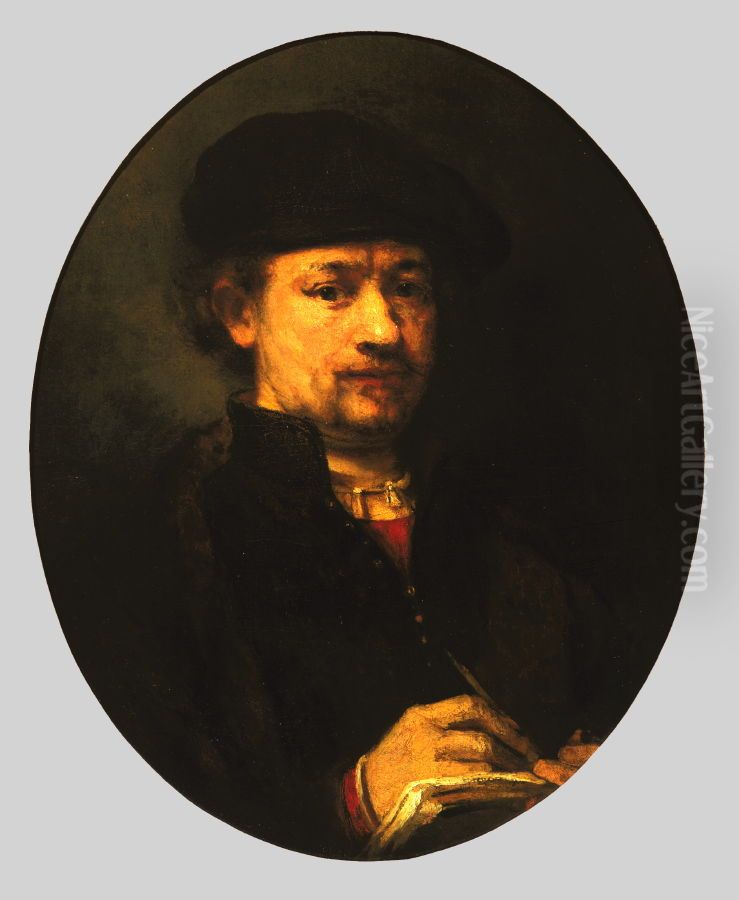 Portrait of Rembrandt Sketching Oil Painting by Rembrandt