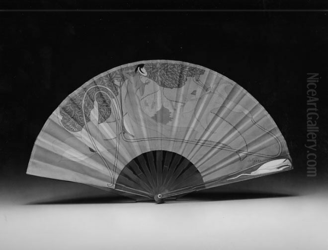 Fan Oil Painting by Georges de Feure