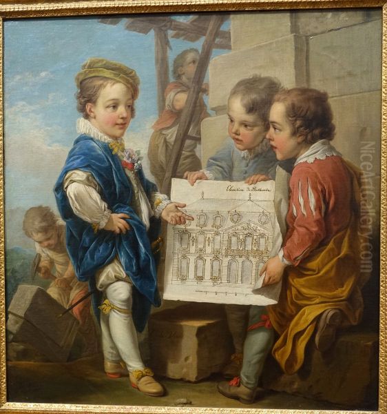 Architecture Oil Painting by Charles-Andre van Loo