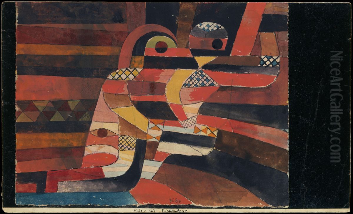 Lovers Oil Painting by Paul Klee