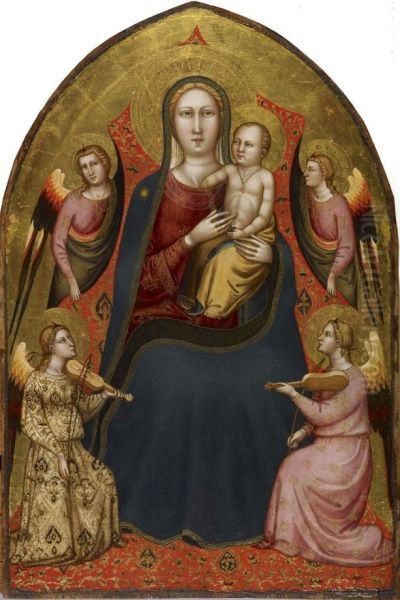 Madonna and Child with Angels Oil Painting by Lorenzo di Bicci