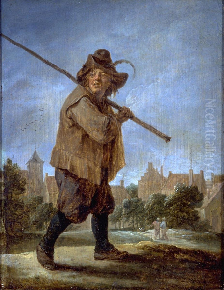 Peasant Walking Oil Painting by David Teniers the Younger