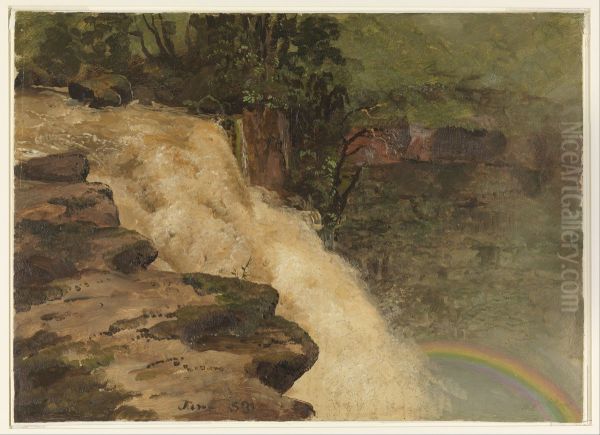 A Waterfall in Colombia Oil Painting by Frederic Edwin Church