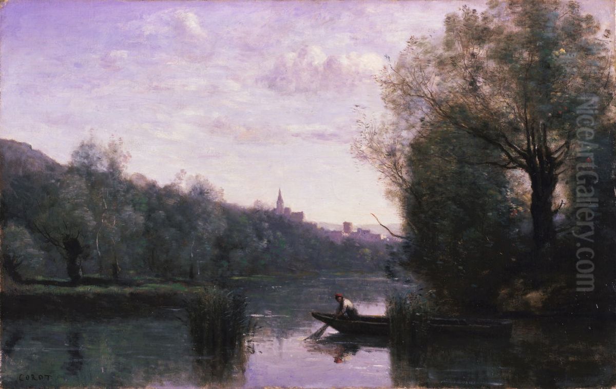 Banks of the Somme at Picquigny Oil Painting by Jean-Baptiste Camille Corot