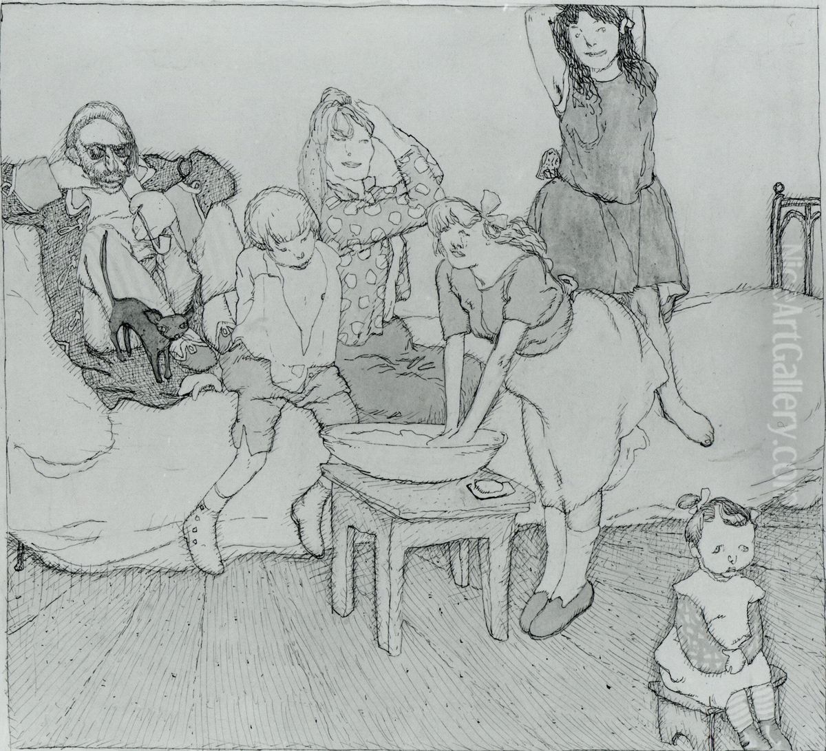 Family Dressing Oil Painting by Jules Pascin Family Dressing Oil Painting by Jules Pascin