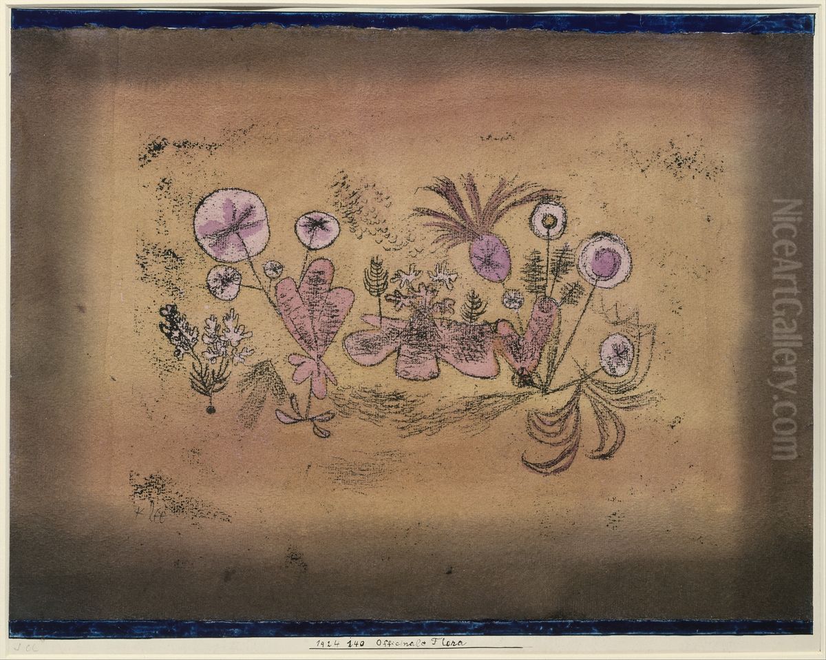 Medicinal Flora Oil Painting by Paul Klee