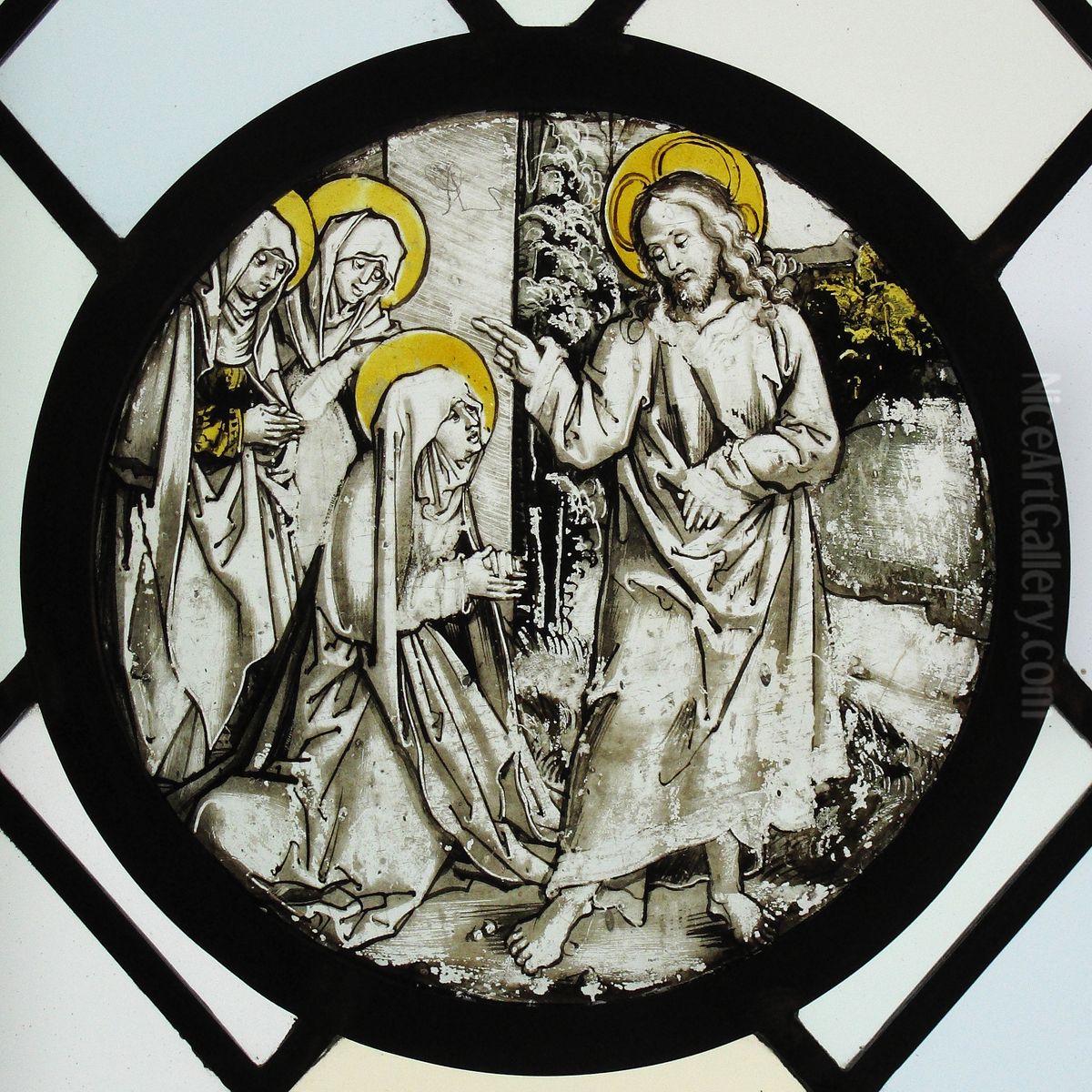 Roundel with Christ Taking Leave of His Mother Oil Painting by Hans Leonhard Schaufelein