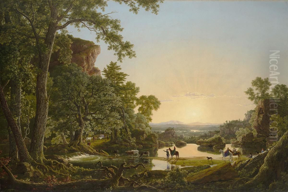 Hooker and Company Journeying through the Wilderness from Plymouth to Hartford, in 1636 Oil Painting by Frederic Edwin Church