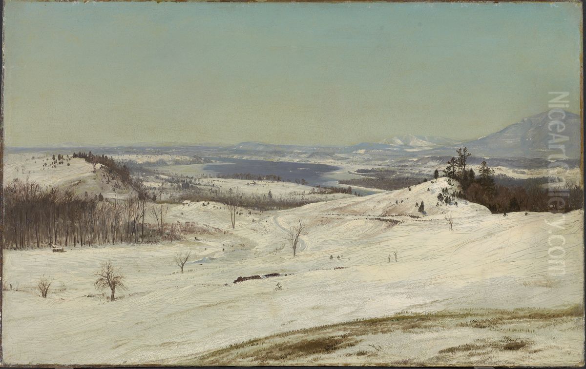 View from Olana in the Snow Oil Painting by Frederic Edwin Church