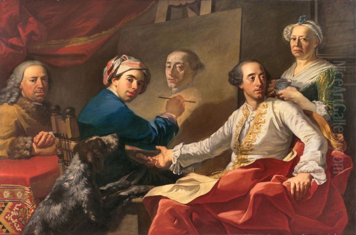 A Group Portrait Oil Painting by unknown