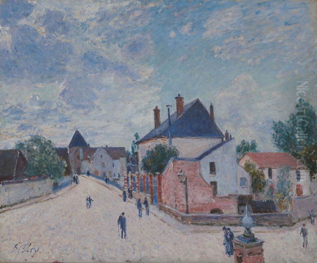 Street in Moret Oil Painting by Alfred Sisley