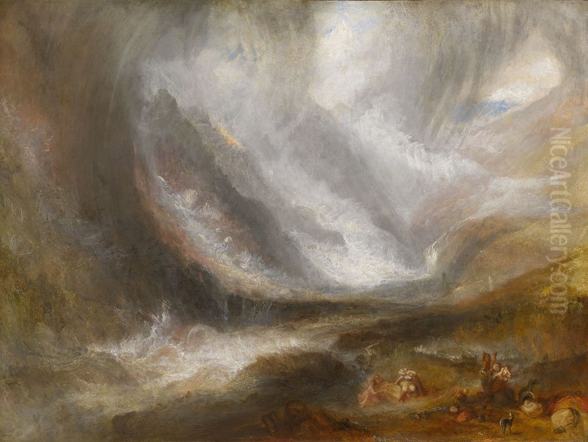 Snowstorm, Avalanche, and Thunderstorm Oil Painting by J. M. W. Turner
