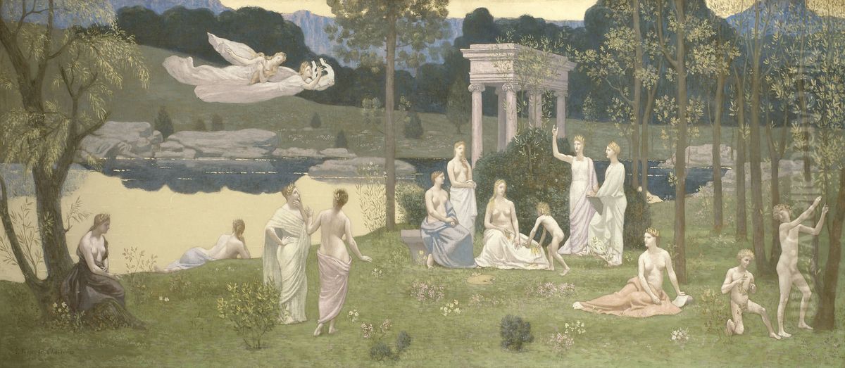 The Sacred Grove, Beloved of the Arts and the Muses Oil Painting by Pierre Puvis de Chavannes
