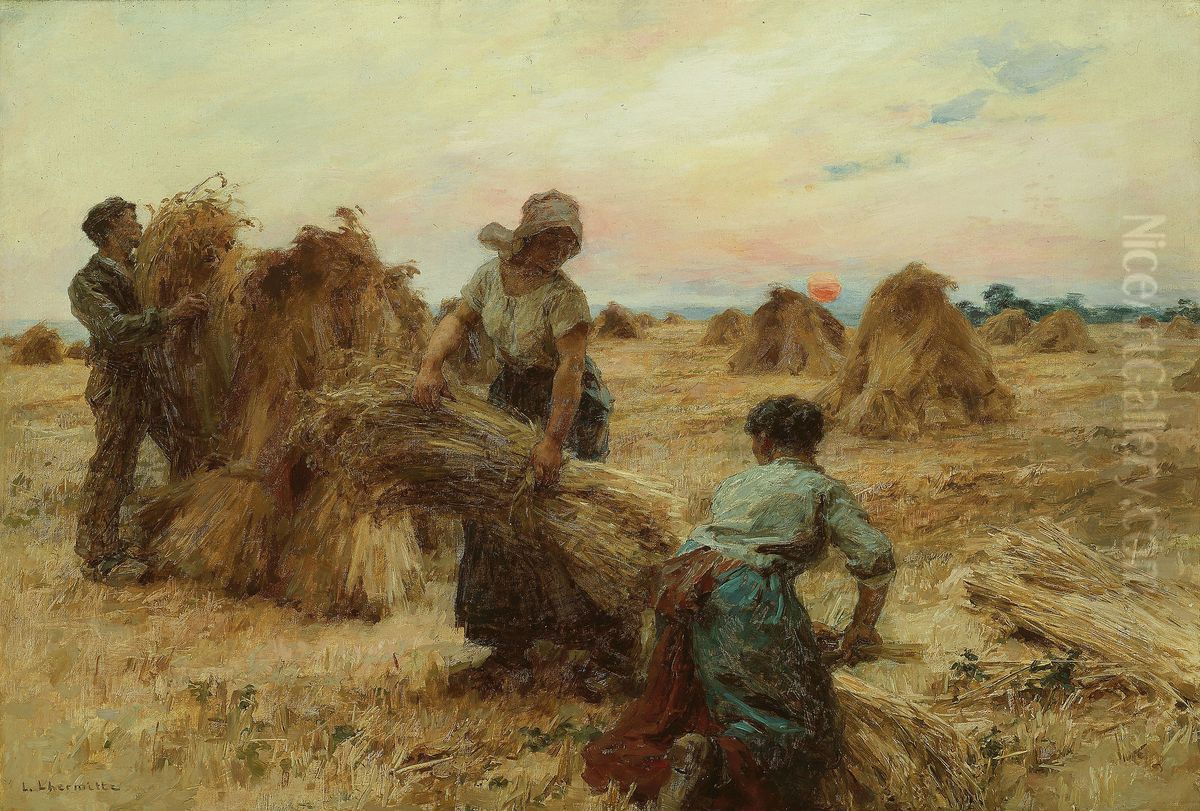 The Harvesters Oil Painting by Leon Augustin Lhermitte