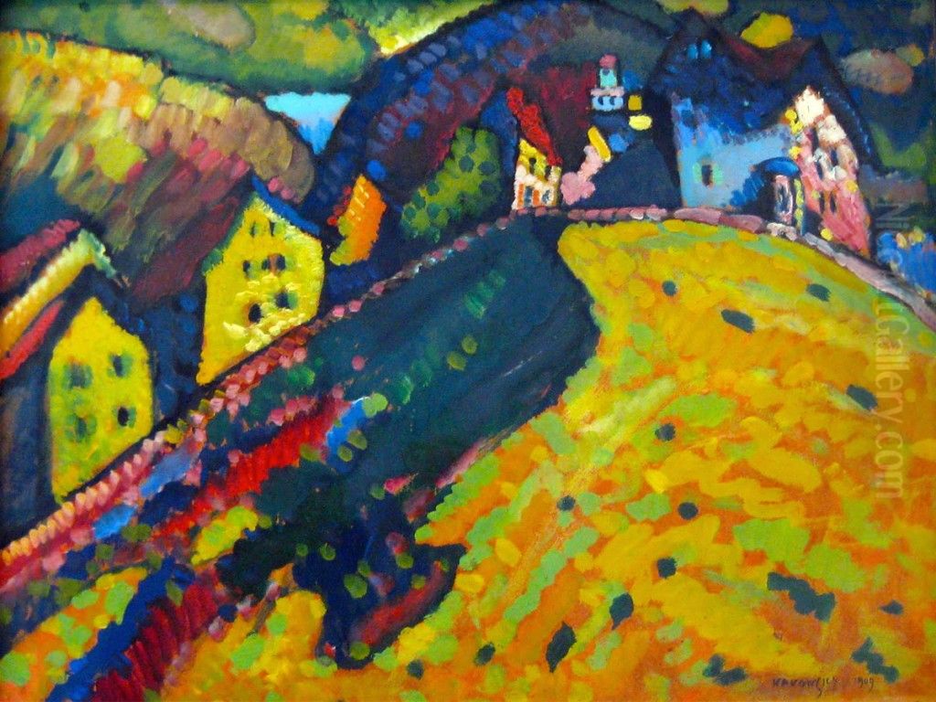 Houses at Murnau Oil Painting by Wassily Kandinsky