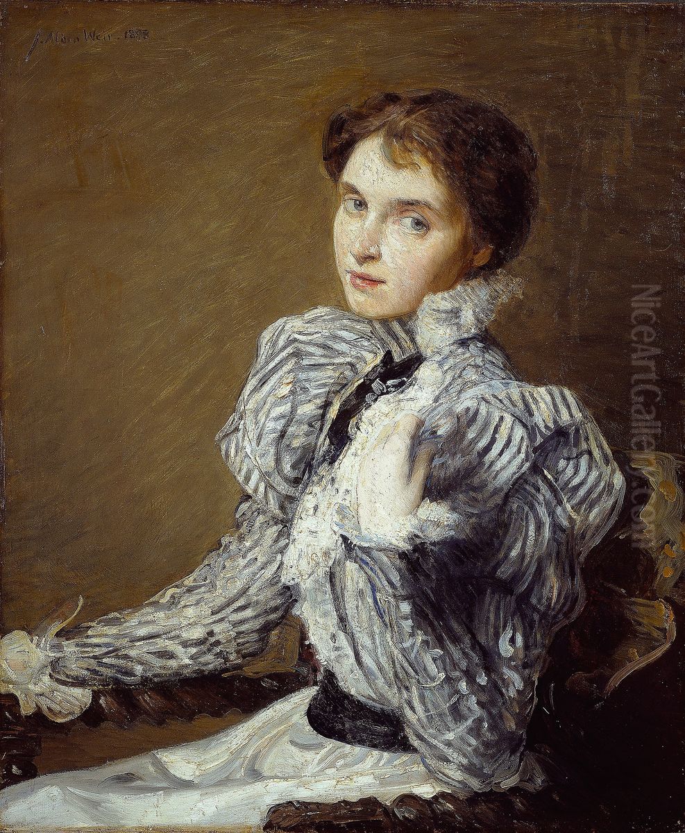 The Grey Bodice Oil Painting by J. Alden Weir