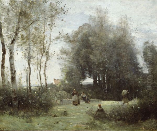 Arleux-Palluel, The Bridge of Trysts Oil Painting by Jean-Baptiste Camille Corot