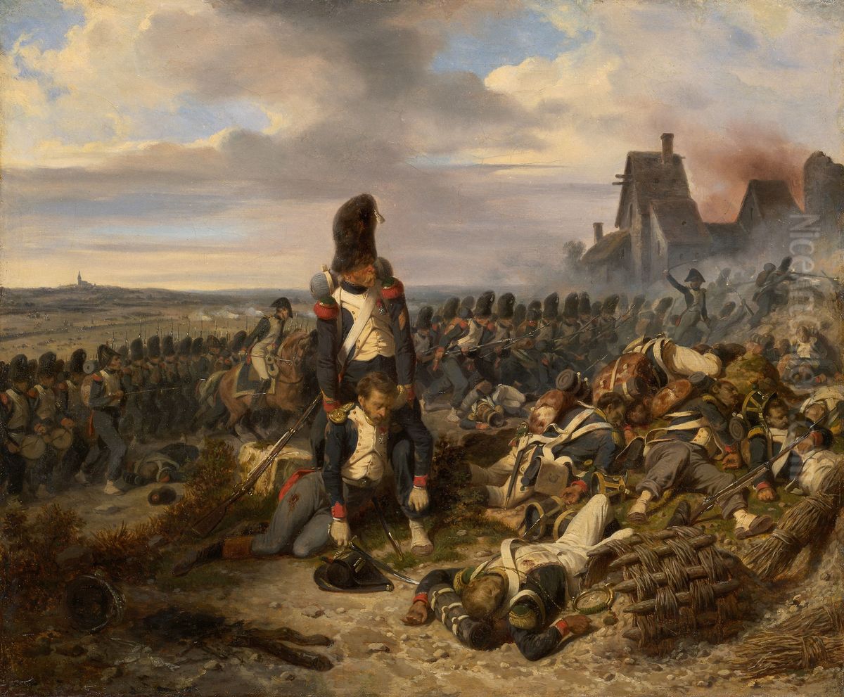 Battle Scene Oil Painting by Hippolyte Bellange