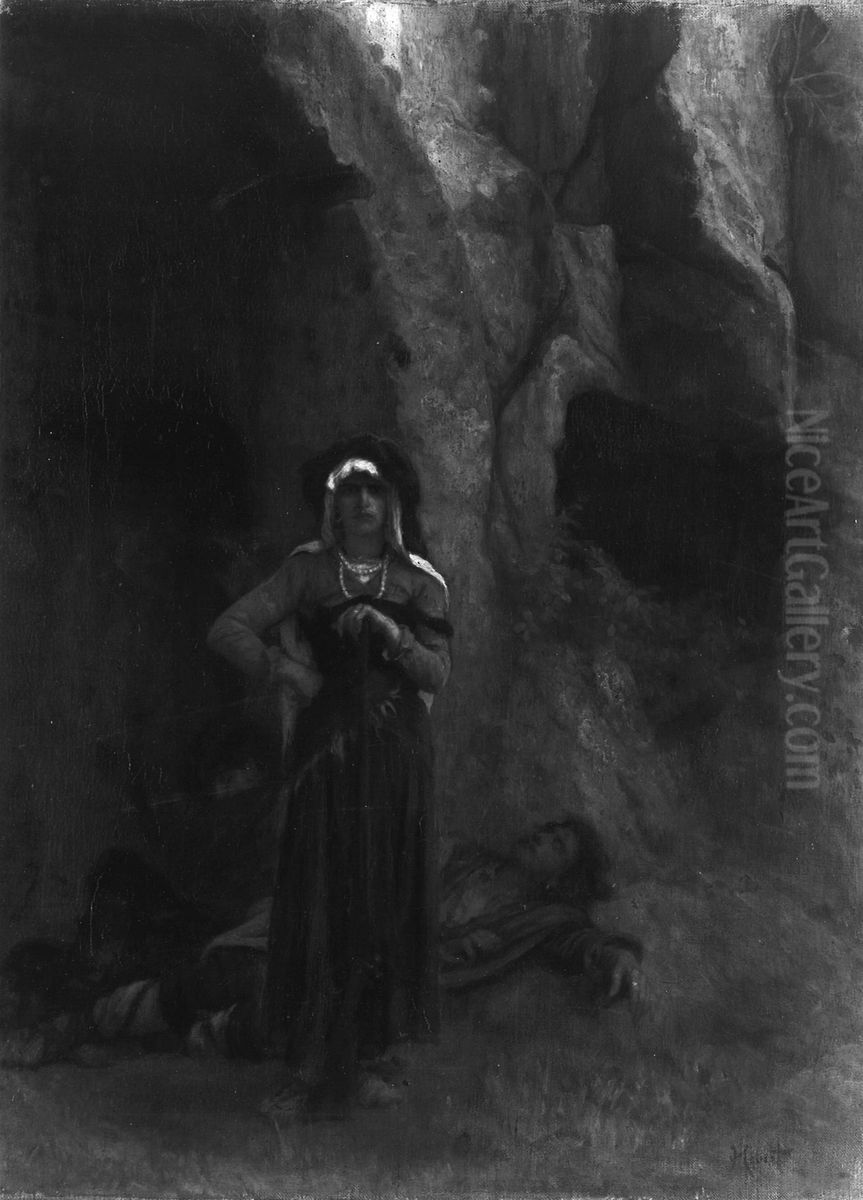 On Guard Oil Painting by Ernest Hebert On Guard Oil Painting by Ernest Hebert
