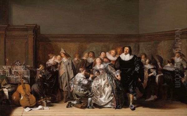 An Elegant Company Oil Painting by Pieter Codde