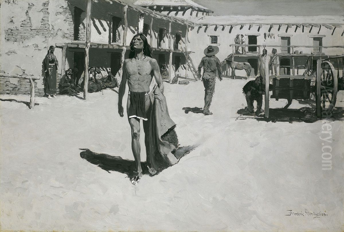 Nothing But Cheerful Looks Followed the Bat Oil Painting by Frederic Remington