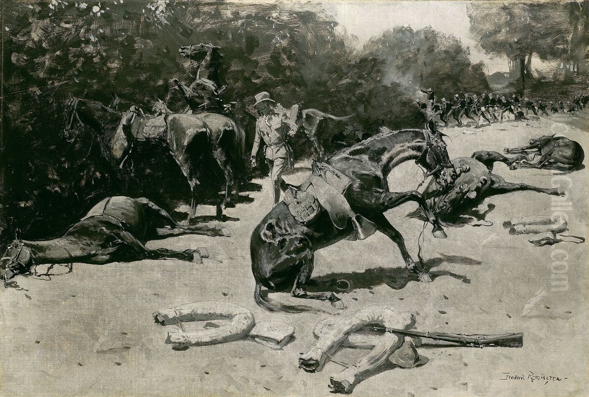 How the Horses Died for Their Country at Santiago Oil Painting by Frederic Remington