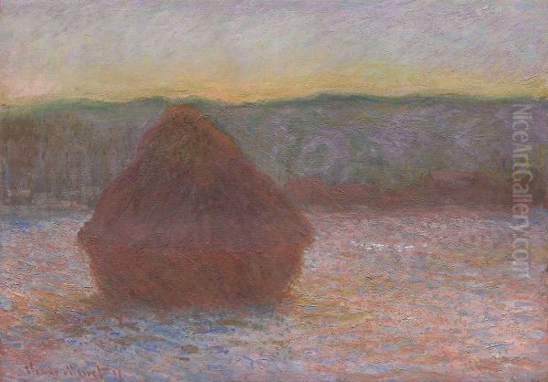 Stack of Wheat (Thaw, Sunset) Oil Painting by Claude Oscar Monet