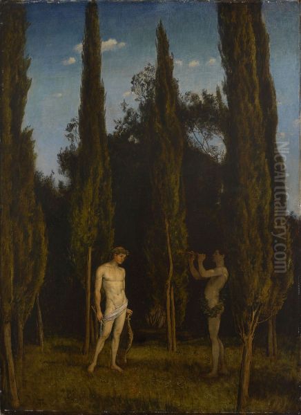 Apollo und Marsyas Oil Painting by Hans Thoma