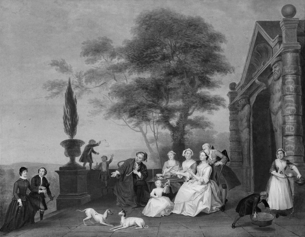 Family Group on a Terrace Oil Painting by John Theodore Heins