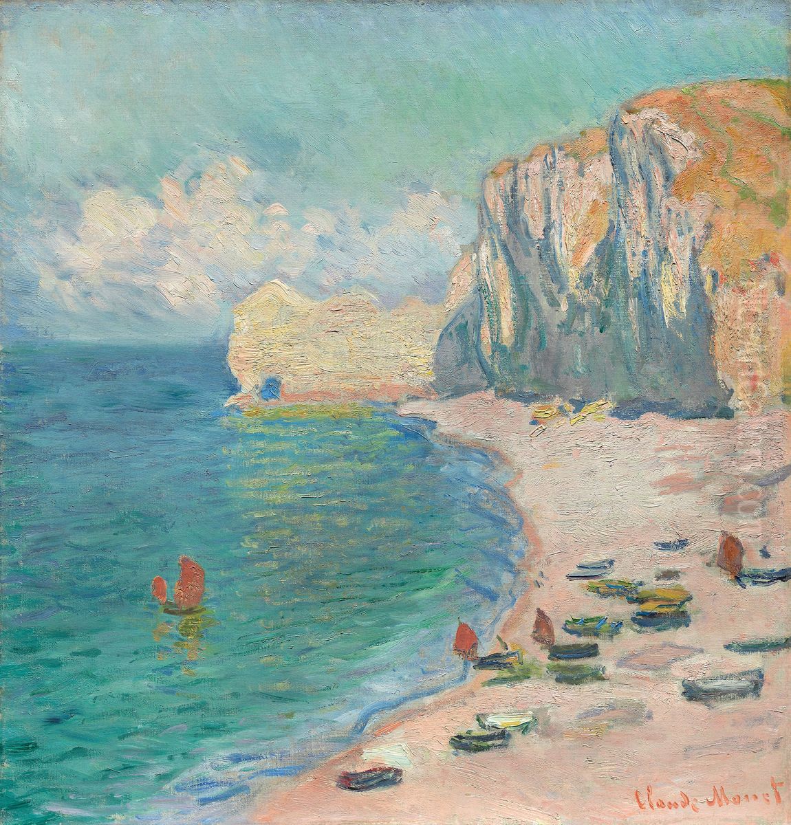 The Beach and the Falaise d'Amont Oil Painting by Claude Oscar Monet